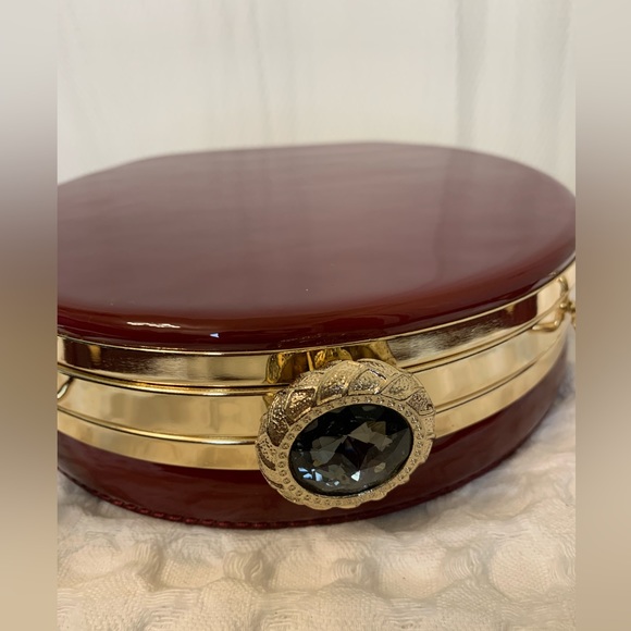 Elegant Party Burgundy with Diamond Cross Body Bag - Picture 3 of 5